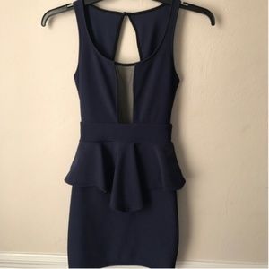 Arden B Navy Peplum Sleeveless Mini Dress